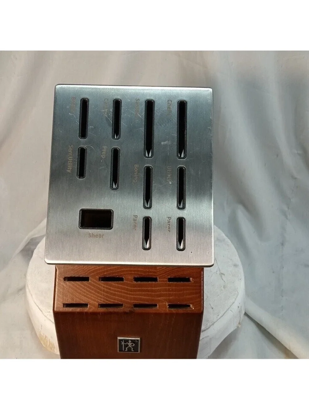 J.A. Henckels 19-Slot Hardwood Knife Block Cherry Finish Built-In Sharpeners